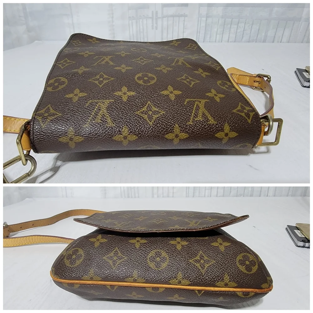 LOUIS VUITTON SIGNATURE MONOGRAM MUSETTE PM SHOULDER BAG BROWN